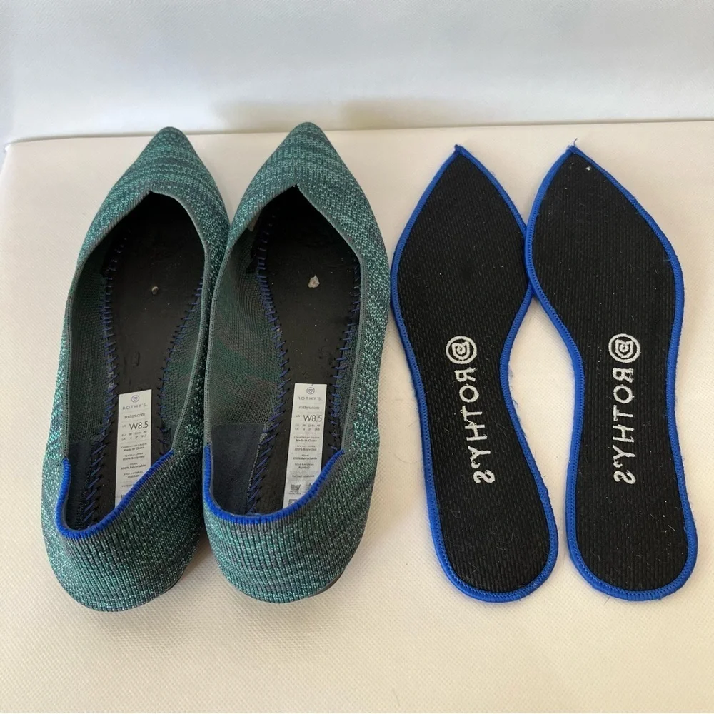 Rothy’s The Point Aqua Heather Flats